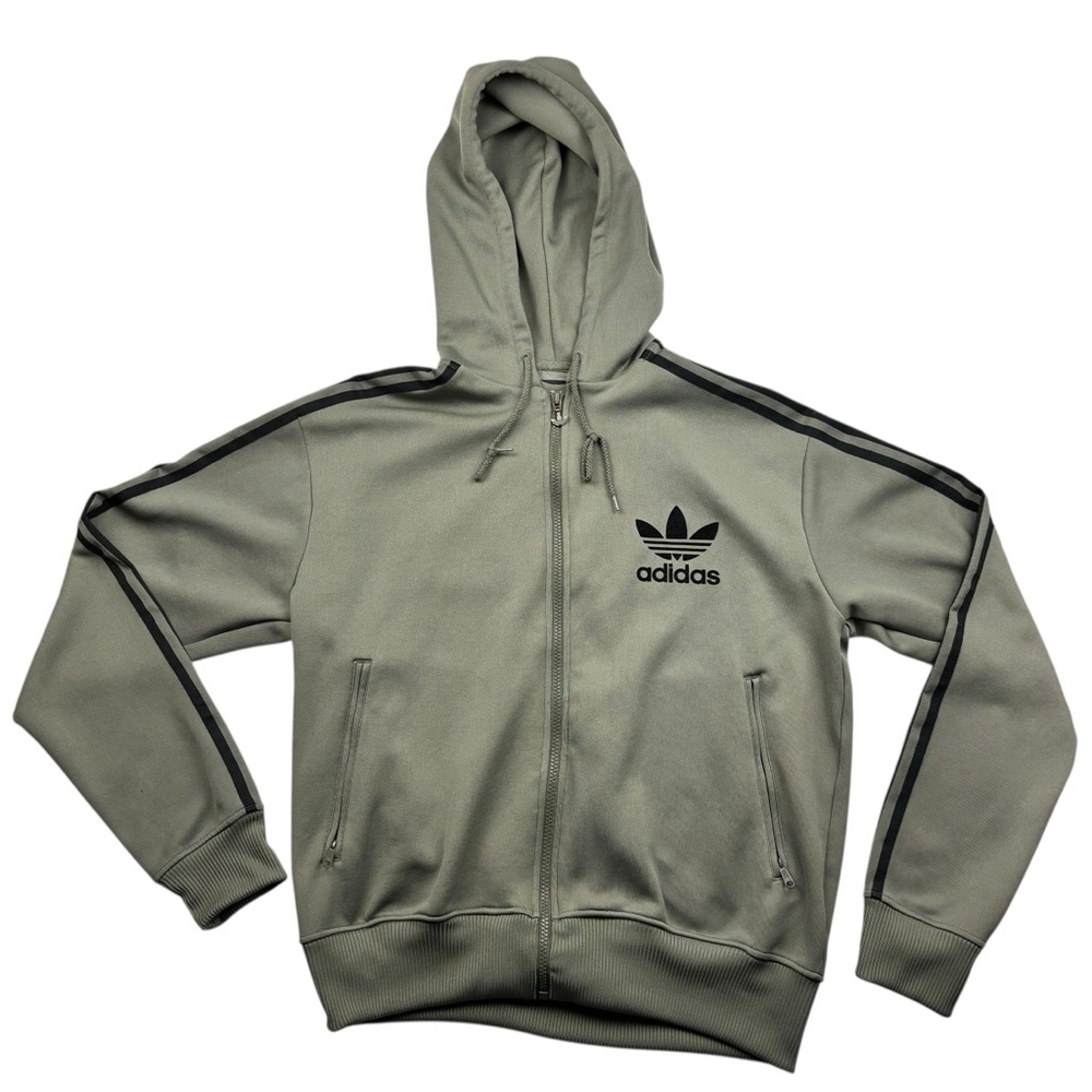Adidas Green Trefoil Zip Hoodie MEDIUM